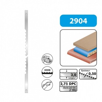 Saw blade scroll with ergot 127 mm - thickness 0.5 - teeth Hook - set of 12