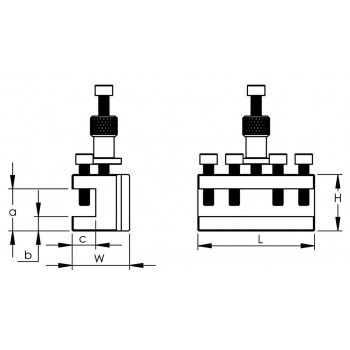 Tool holder with straight support for size 10 for metal lathe