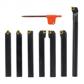 Herramientas de torneado de inserto de carburo de vástago de 12 mm con herramienta de mandrinado de torno de metal (7 piezas)