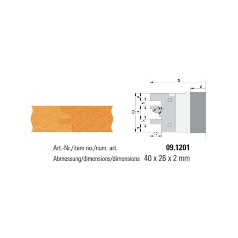 Set di 2 inserti in metallo duro forma 1 per profilo profilo