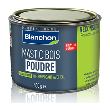 Mastic à bois en poudre bi-composant teinte bois blanc (500g)