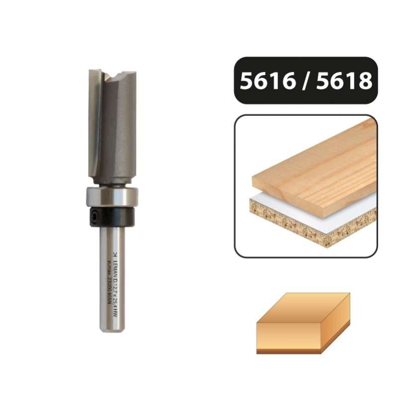 Flush trim router bit 12.7 mm with top guide - shank 8 mm