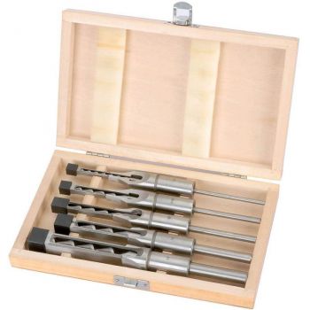 Set of 5 mortising chisels dia 6-8-10-12 and 16 mm shank 19 mm