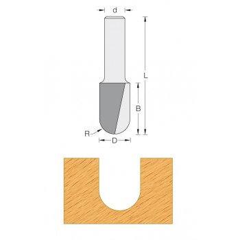 Hohlkehlfräser radius 4.75 mm shaft 12 mm