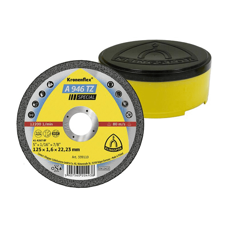 Klingspor flat disc for cutting stainless steel dia 125x1.6x22.2 mm