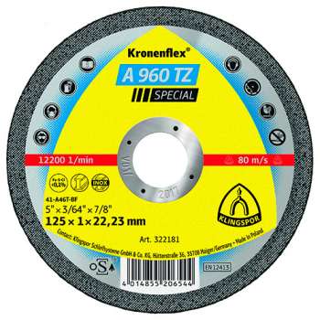 Klingspor flat disc for cutting metal dia 125x1.0x22.2 mm