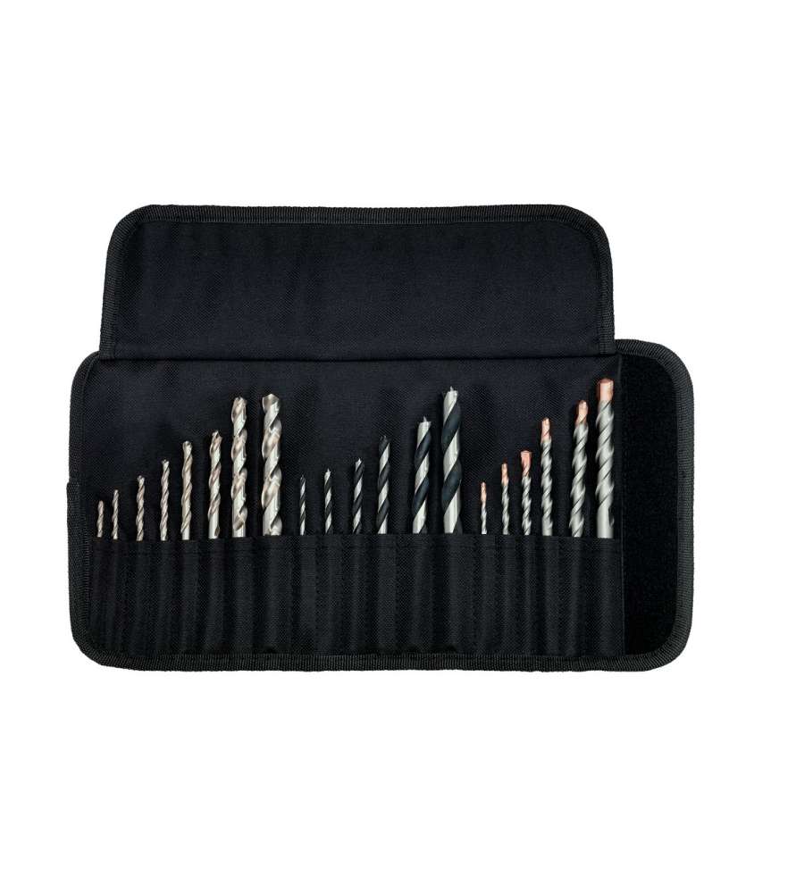 Soft case with assorted SP drill bits, 20 pieces