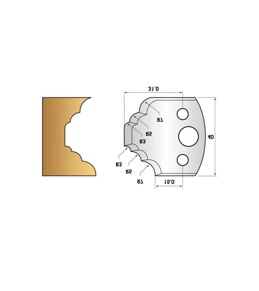 Profile knives or limiters 40 mm n° 21 - holidays, and quarter round