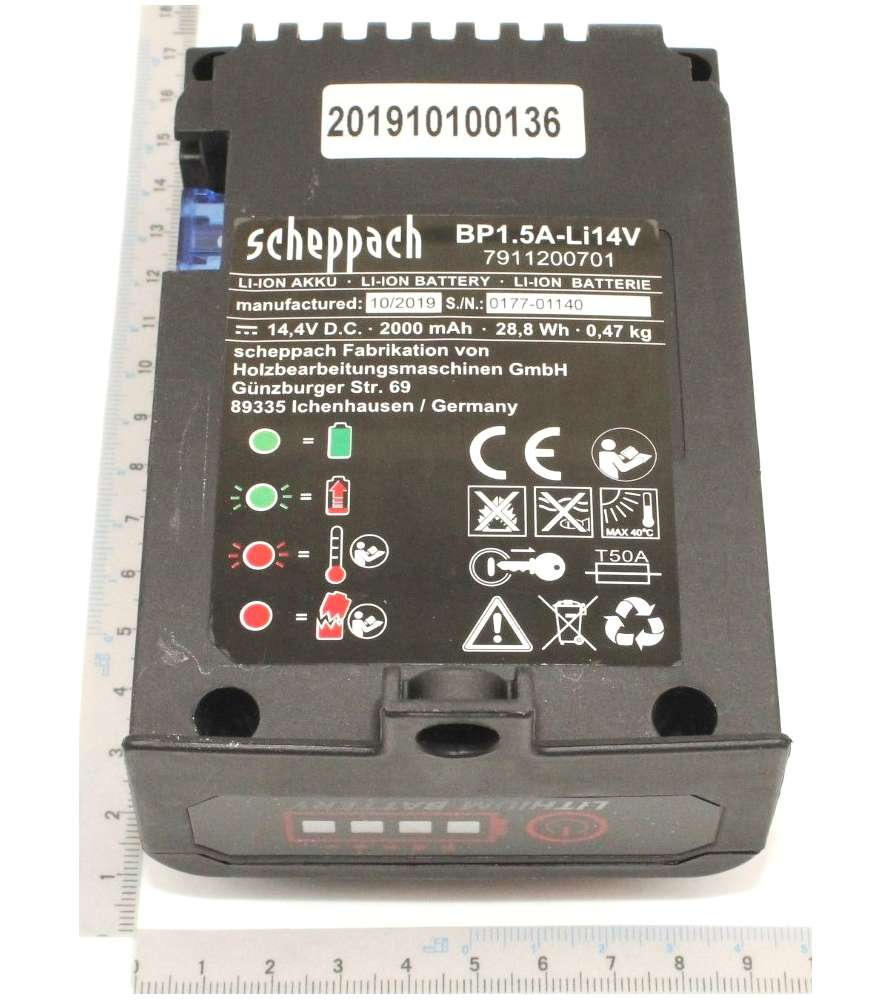 Batterie 2.0Ah-Li14V pour tondeuse Scheppach et Woodster