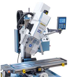 Metal drilling and milling machine Bernardo KF26L Top with feed and 3-axis digital display