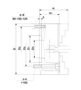 4-Backen-Drehfutter 125 mm...