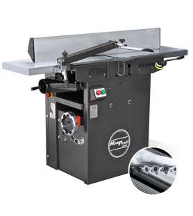Dégauchisseuse raboteuse Holzprofi Maker DR310 arbre hélicoïdal avec rallonge, kit de déplacement, glisse-bois et clé dynamo !
