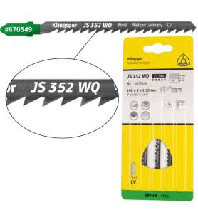 Klingspor JS 352 WQ Extra special jigsaw blade for curved cuts - All woods - 5 pieces