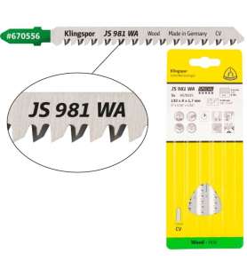 Klingspor JS 981 WA Special extra strong jigsaw blade for precise angle cuts - All woods - 5 pieces