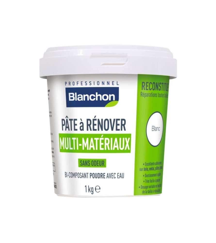 Pâte à rénover multi-matériaux Blanchon - Poudre bi-composant à eau de 1kg Pâte à rénover multi-matériaux Blanchon - Poudre bi-composant à eau de 1kg