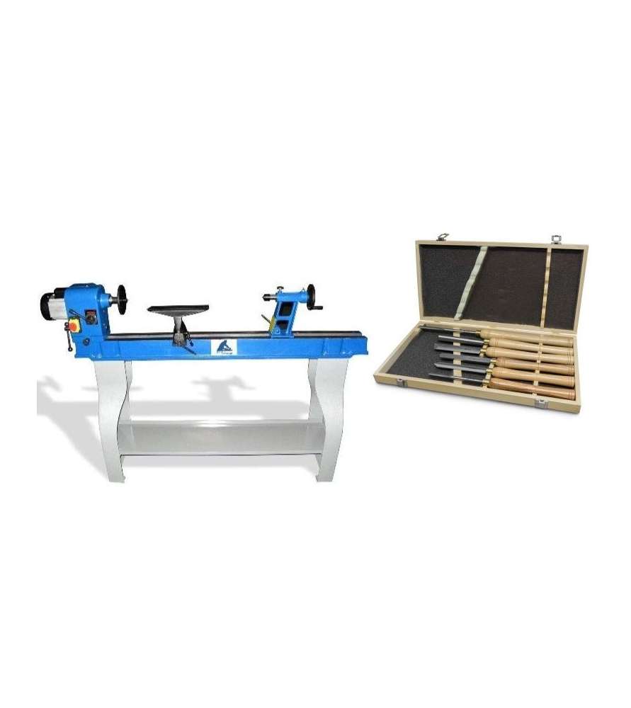 Tour à bois Jean l'ébéniste MC1100B - 1100W + Coffret de 6 gouges offert !