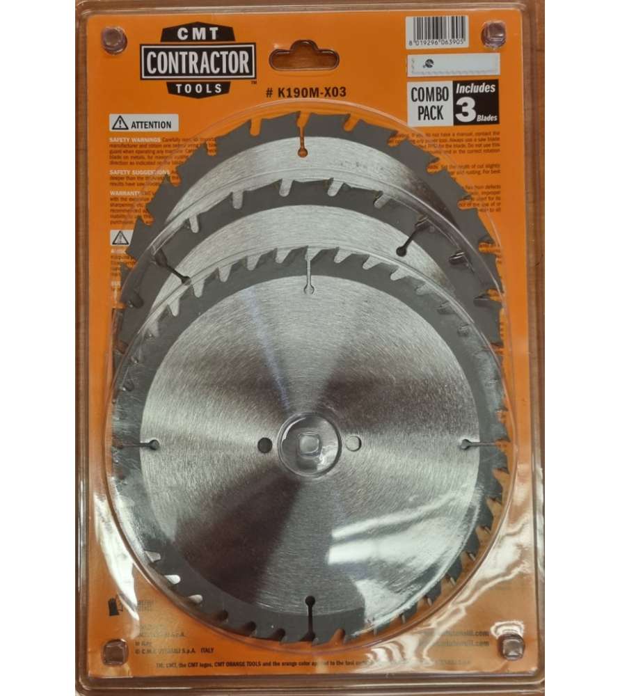 CMT 190 mm Hartmetall-Kreissägeblätter – 3er-Pack CMT 190 mm Hartmetall-Kreissägeblätter – 3er-Pack