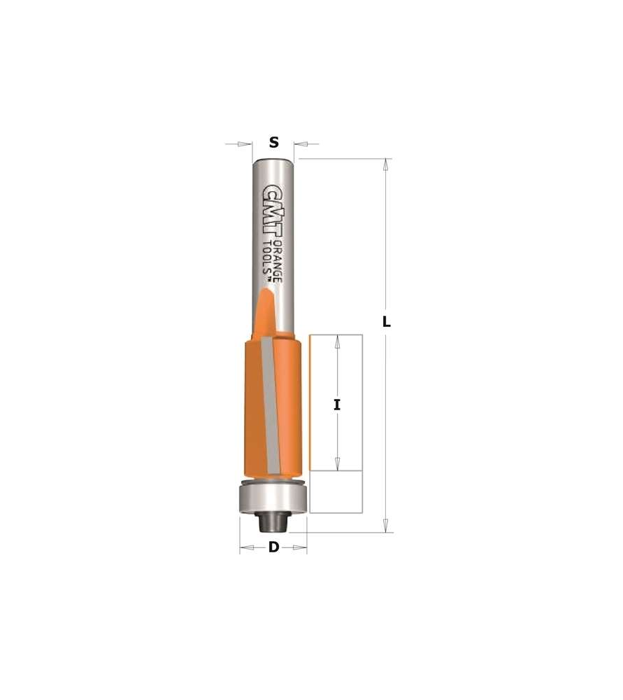 CMT 906.127.11 - Fraise pour affleurer Ø12,7 - LU 25,4 mm - pour défonceuse 8 mm