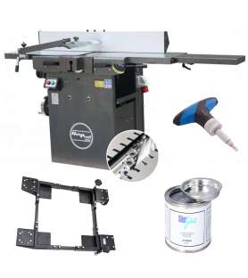 Dégauchisseuse raboteuse Holzprofi Maker DR310 arbre hélicoïdal avec rallonge, kit de déplacement, glisse-bois et clé dynamo !