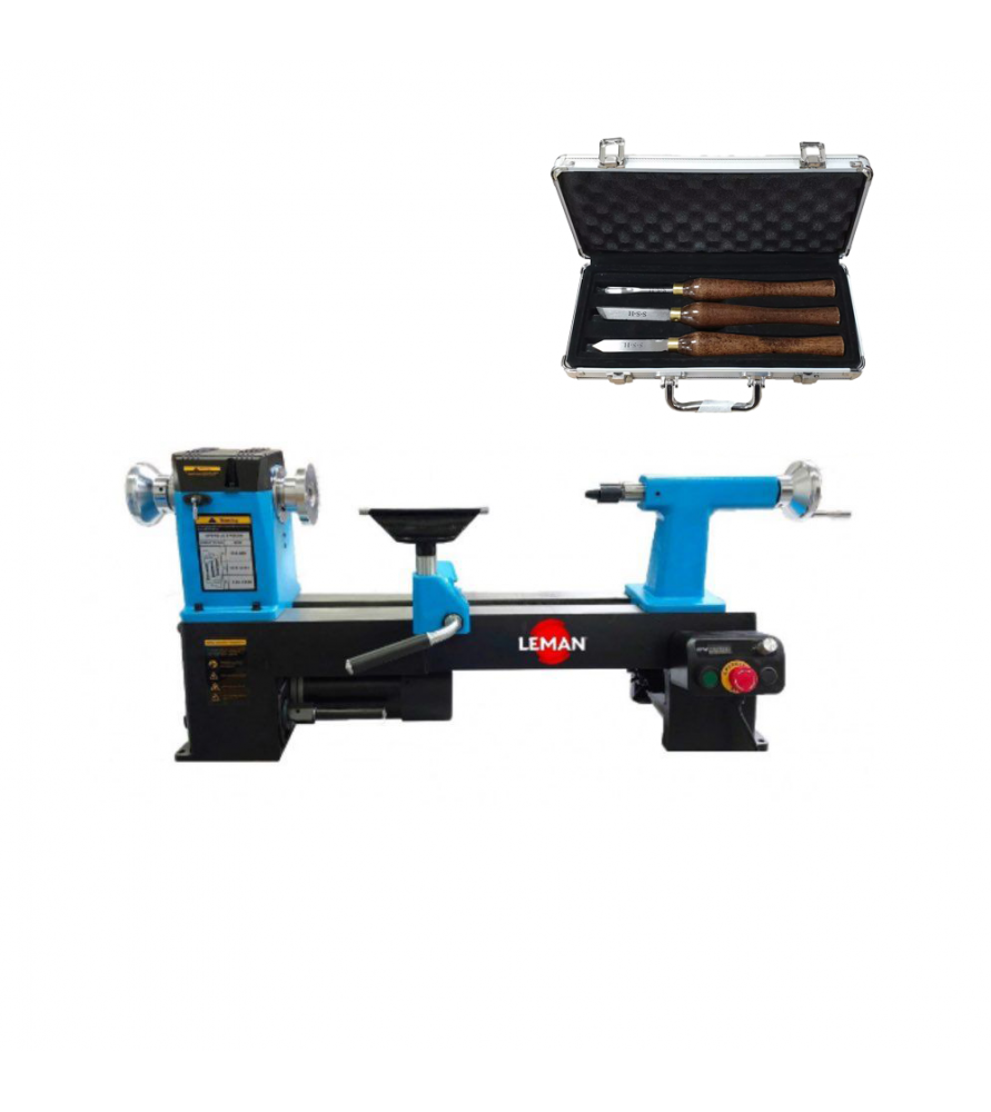 Leman TAB042 wood lathe with inverter - 550W + Free 870.500.03 Gouge Set