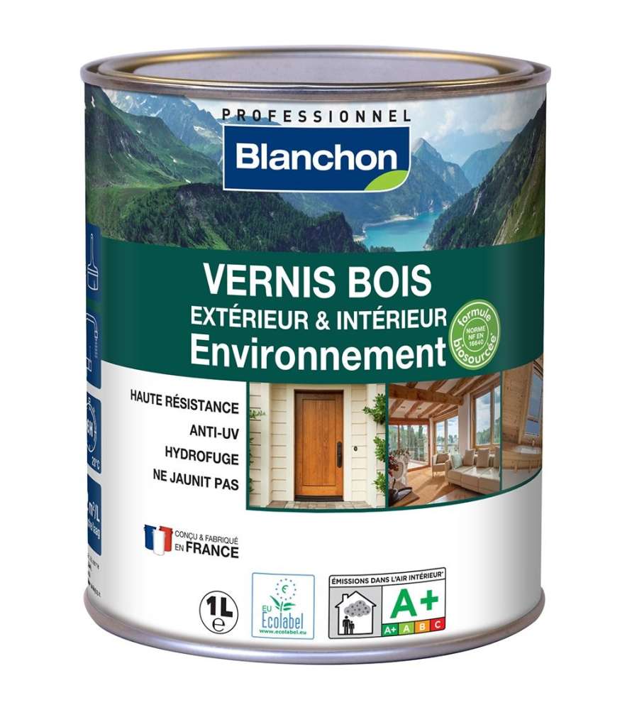 Vernice per Legno Interno & Esterno Biosourcata Blanchon 1L – Incolore Satinato
