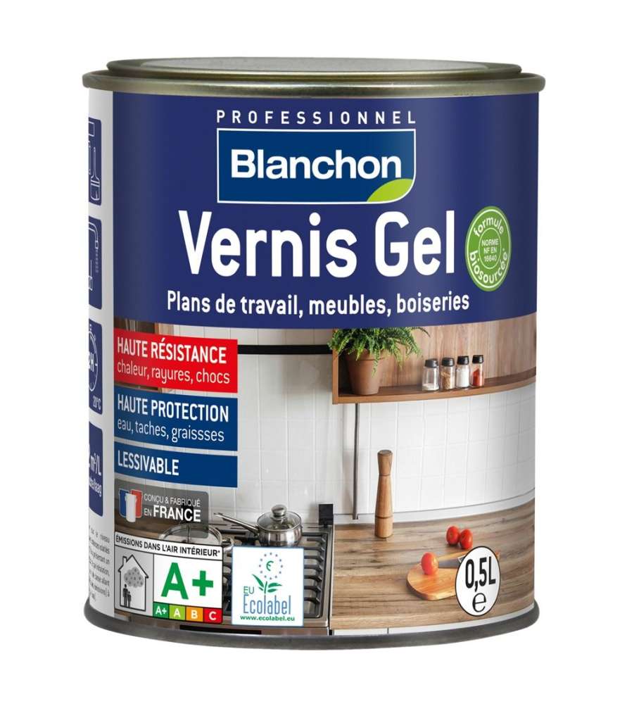 Blanchon Bio-Based Gel Wood Varnish 0.5L – Clear satin