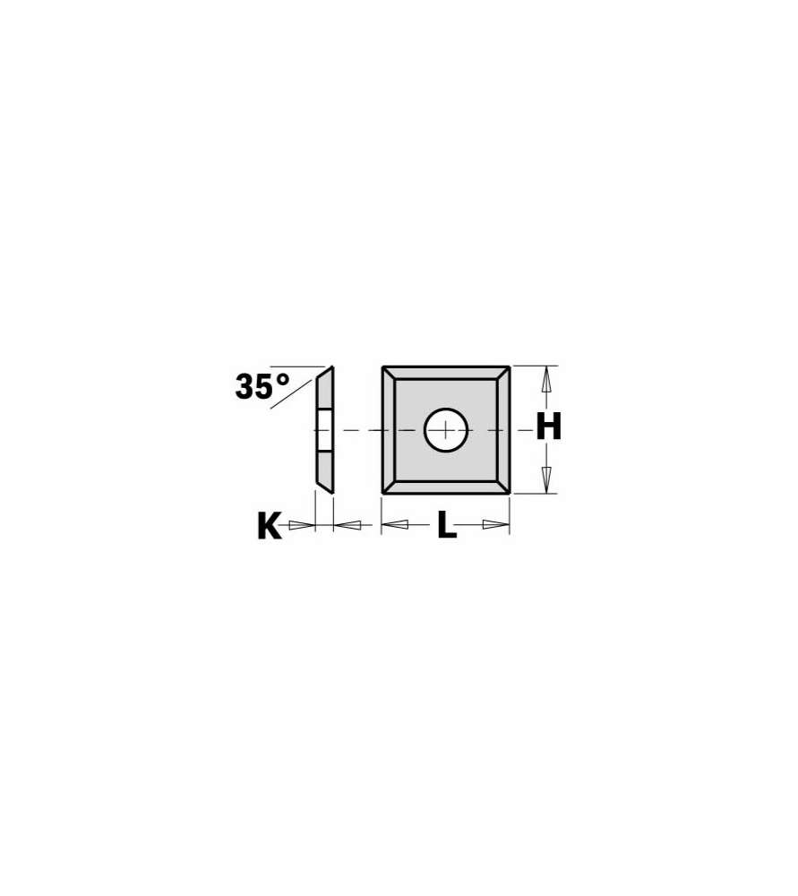 Plaquette réversible carbure qualité standard (araseurs) 12x12x1.5 mm, à l'unité