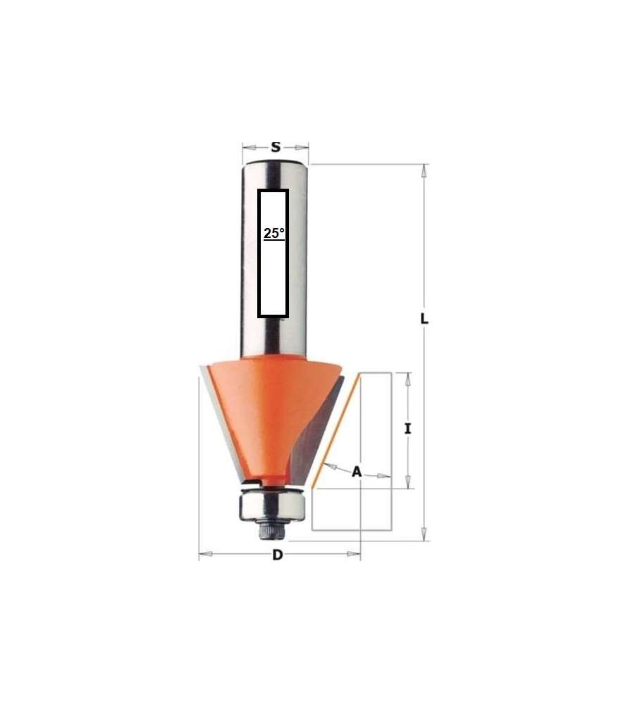 Fraise de défonceuse Q8 - Chanfreiner avec guide angle 25°
