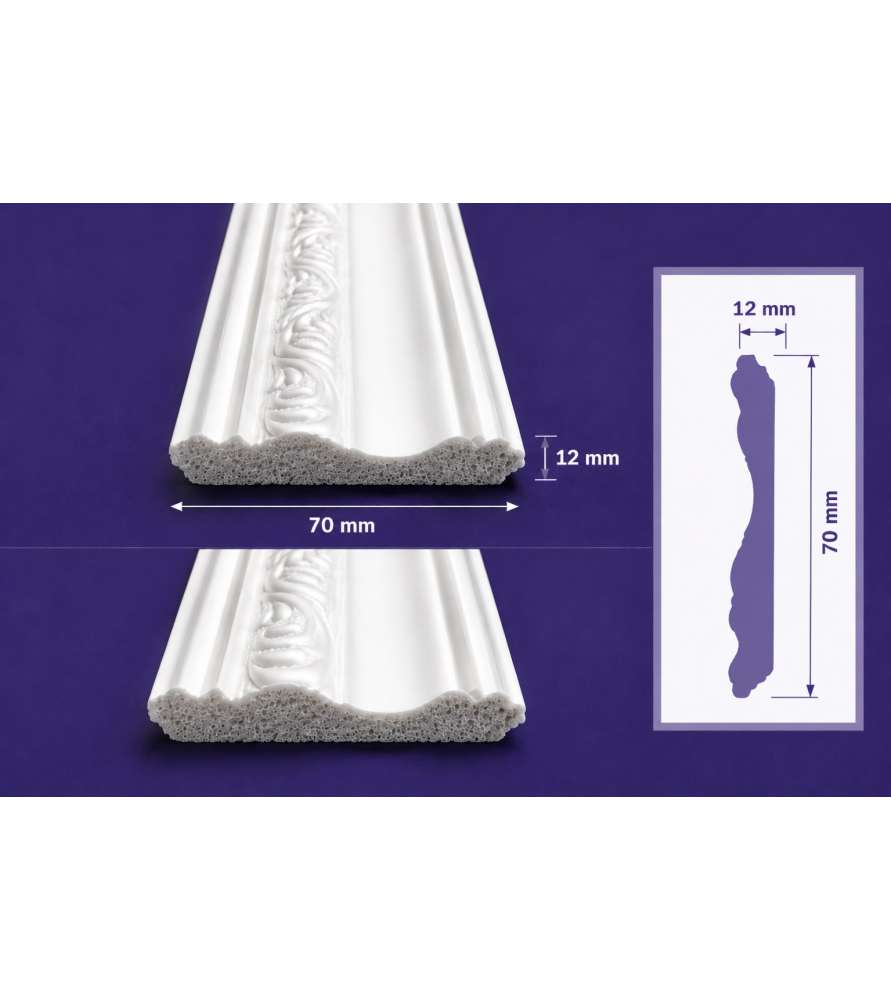 Moulure de corniche blanche en polyuréthane extrudé de 2,40 m - Décoration intérieure (ET-78235)