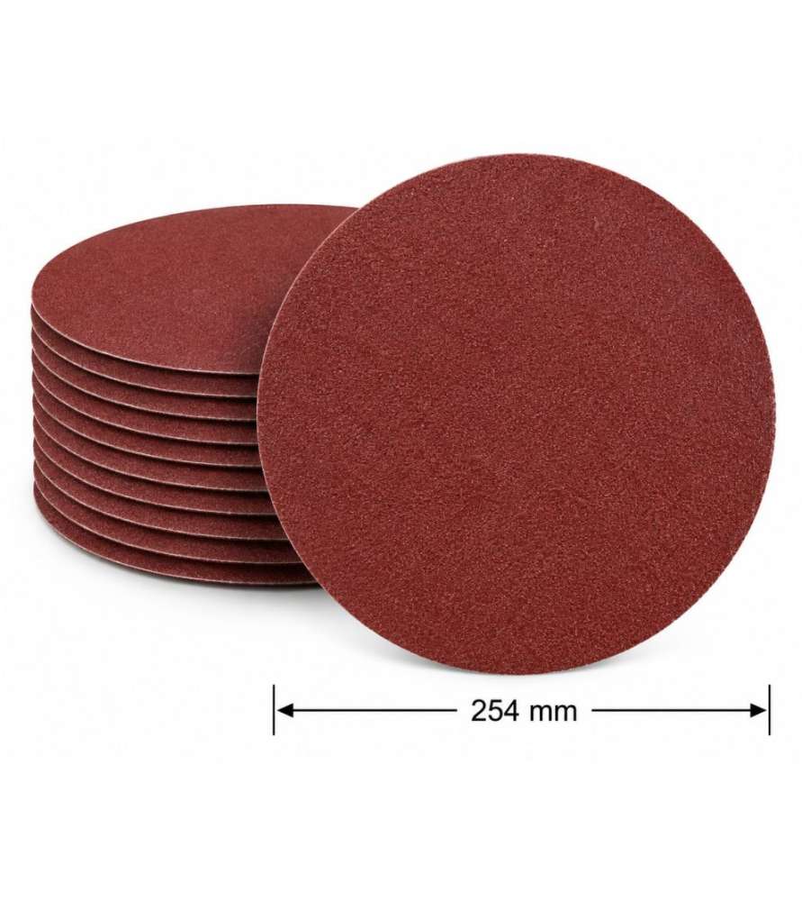 Set of 10 Self-Adhesive Sanding Discs Ø254 mm for Holzmann BT1220TOP Belt and Disc Sander