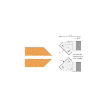 Adjustable chamfer cutter heads with positive stop for spindle moulder shaft 30 mm