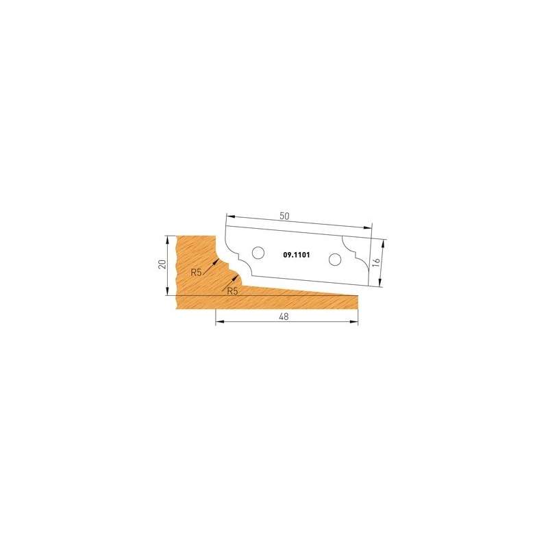 Set di 2 inserti in carburo di profilees modulo 1 - piano di lavoro