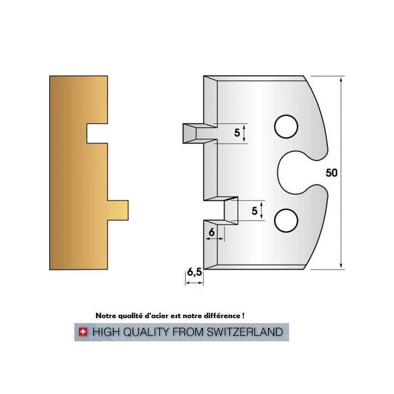 Coltelli e limitatori de 50 mm n° 201 - groove-lingua 5 mm