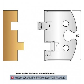 Profile knives or limiters 50 mm n° 202 - groove-tongue 8 mm