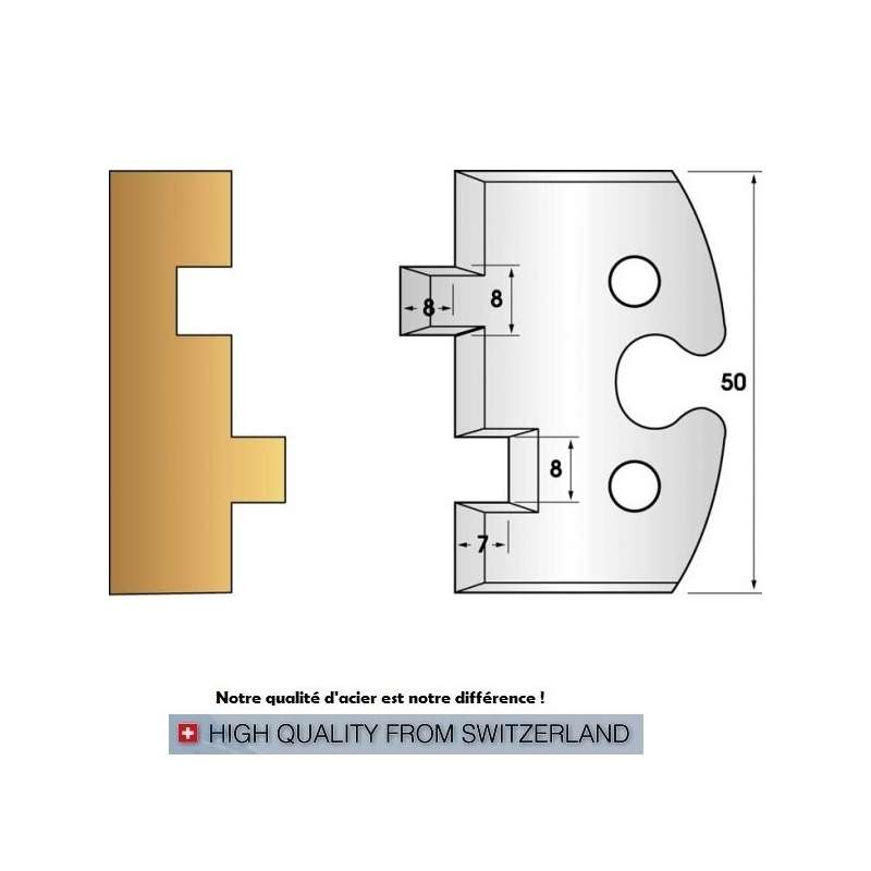 Coltelli e limitatori de 50 mm n° 202 - groove-lingua 8 mm