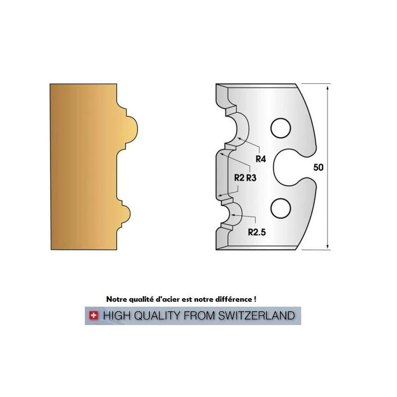 Paire de fers de toupie hauteur 50 mm n° 211 - moulure double astragale