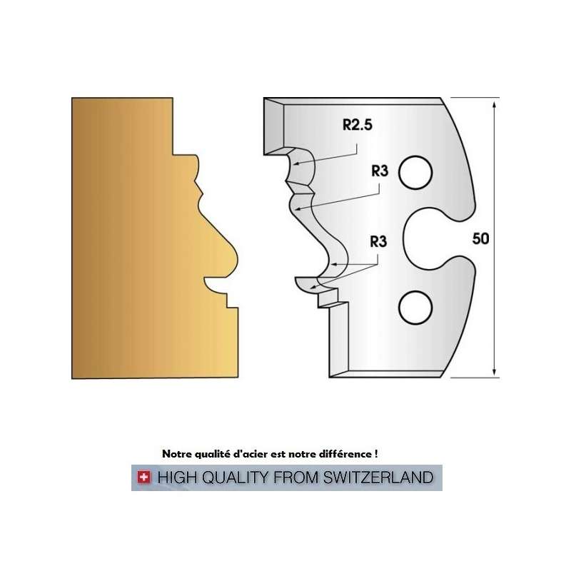 Jeu de 2 fers profiles hauteur  50X5.5 mm n° 213