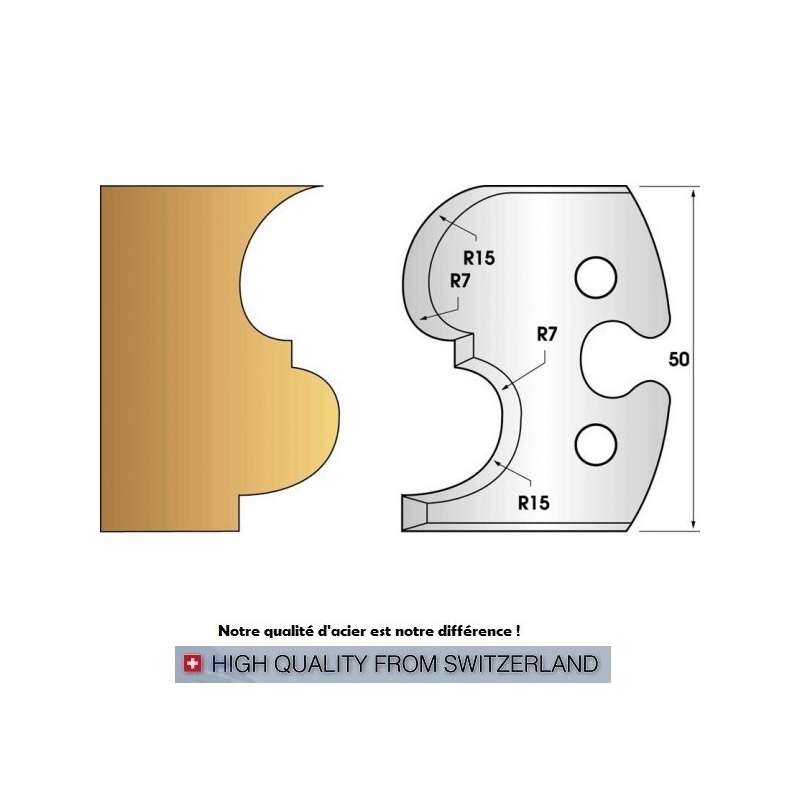 Profile knives or limiters 50 mm n° 216 - bec de corbin and scotie