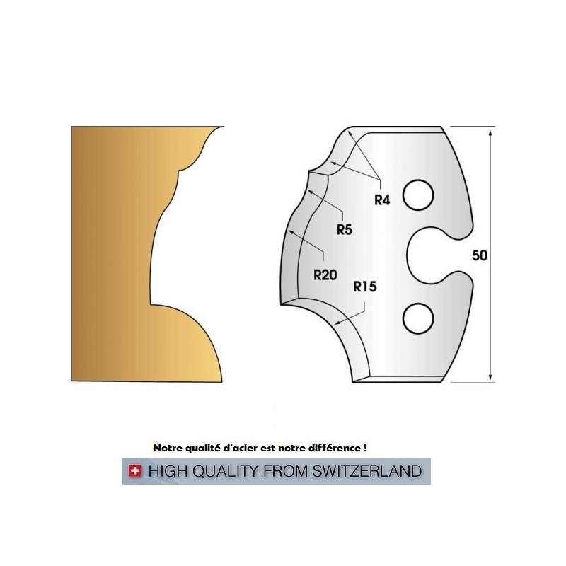 Jeu de 2 fers profiles hauteur  50X5.5 mm n° 223