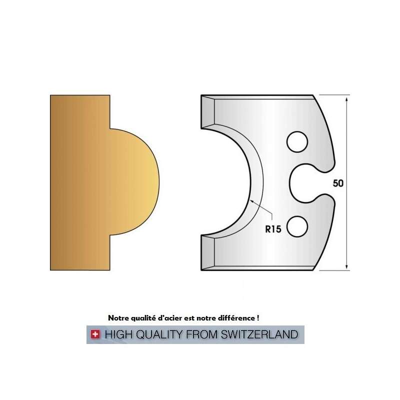 Paire de fers de toupie hauteur 50 mm n° 227 - mouton rayon 15mm