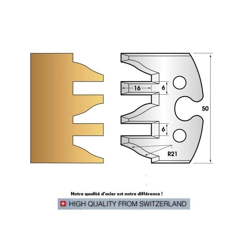 Profile knives or limiters 50 mm n° 232 - profile/counter-profile