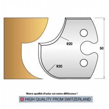 Profile knives or limiters 50 mm n° 238 - off and quarter-round radius of 20 mm