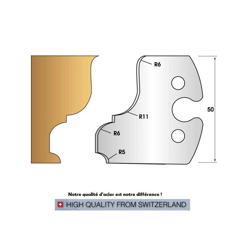 Jeu de 2 fers profiles hauteur  50X5.5 mm n° 245