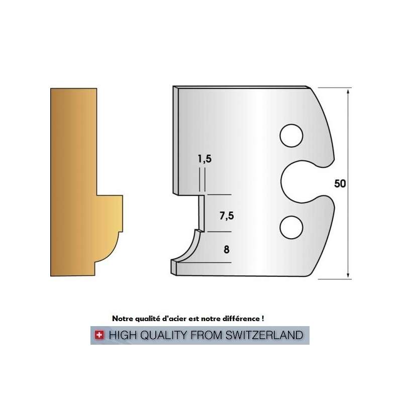 Jeu de 2 fers profiles hauteur  50X5.5 mm n° 261