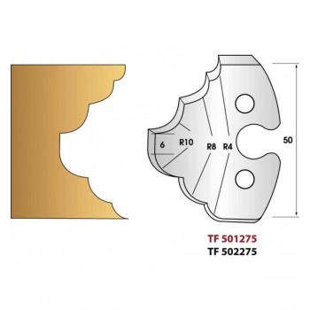 Paire de fers de toupie hauteur 50 mm n° 275 - congé et quart de rond multiples