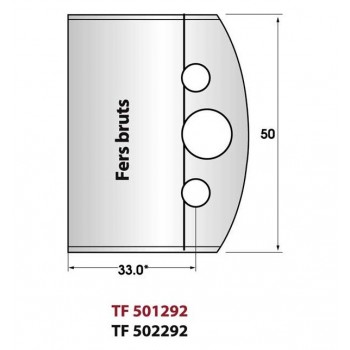 Jeu de 2 fers droits bruts pour le profilage hauteur 50 mm