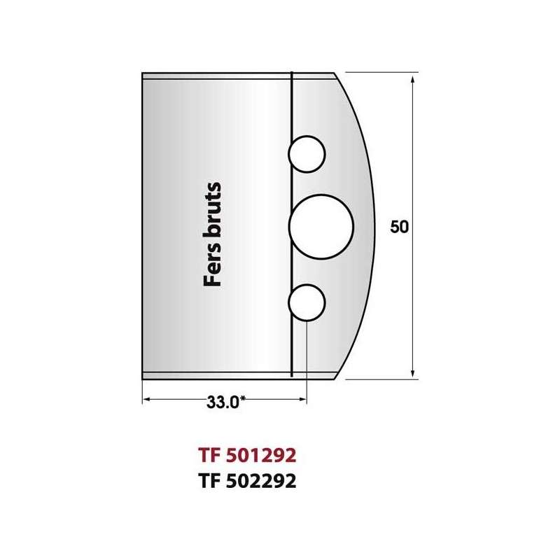 Paire de fers de toupie hauteur 50 mm bruts pour le profilage hauteur 50 mm