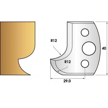 Paire de fers de toupie hauteur 40 n° 05 - Congé et quart de rond