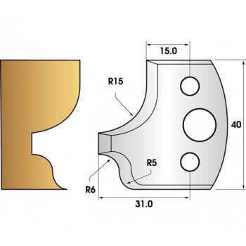 Paire de fers de toupie hauteur 40 n° 11 - doucine et quart de rond