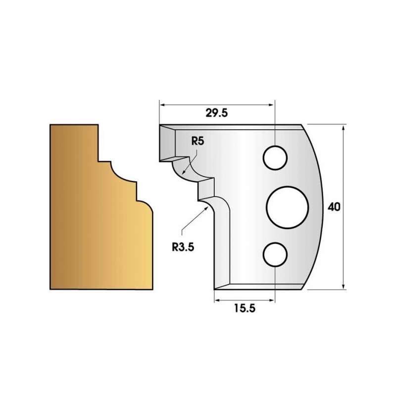 Coltelli e limitatori de 40 mm n° 20 - quarto round cove